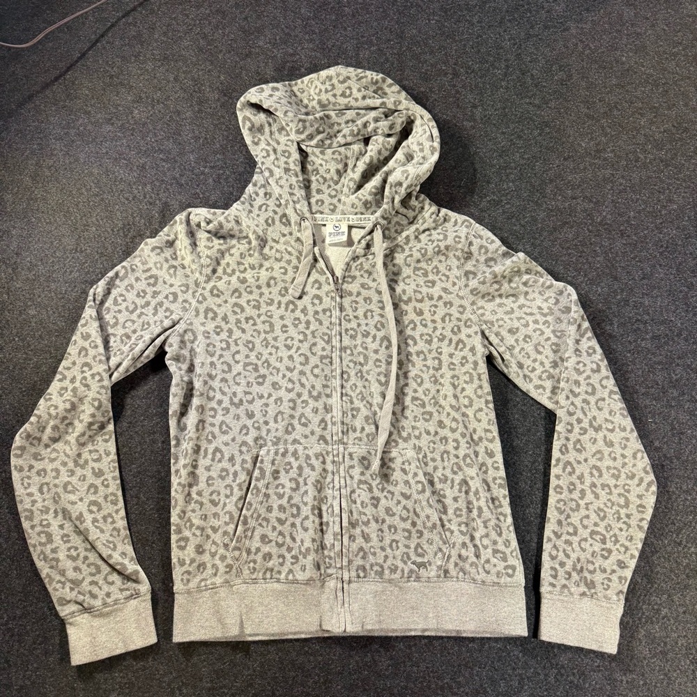 PINK Victoria's Secret Gray Leopard Hoodie